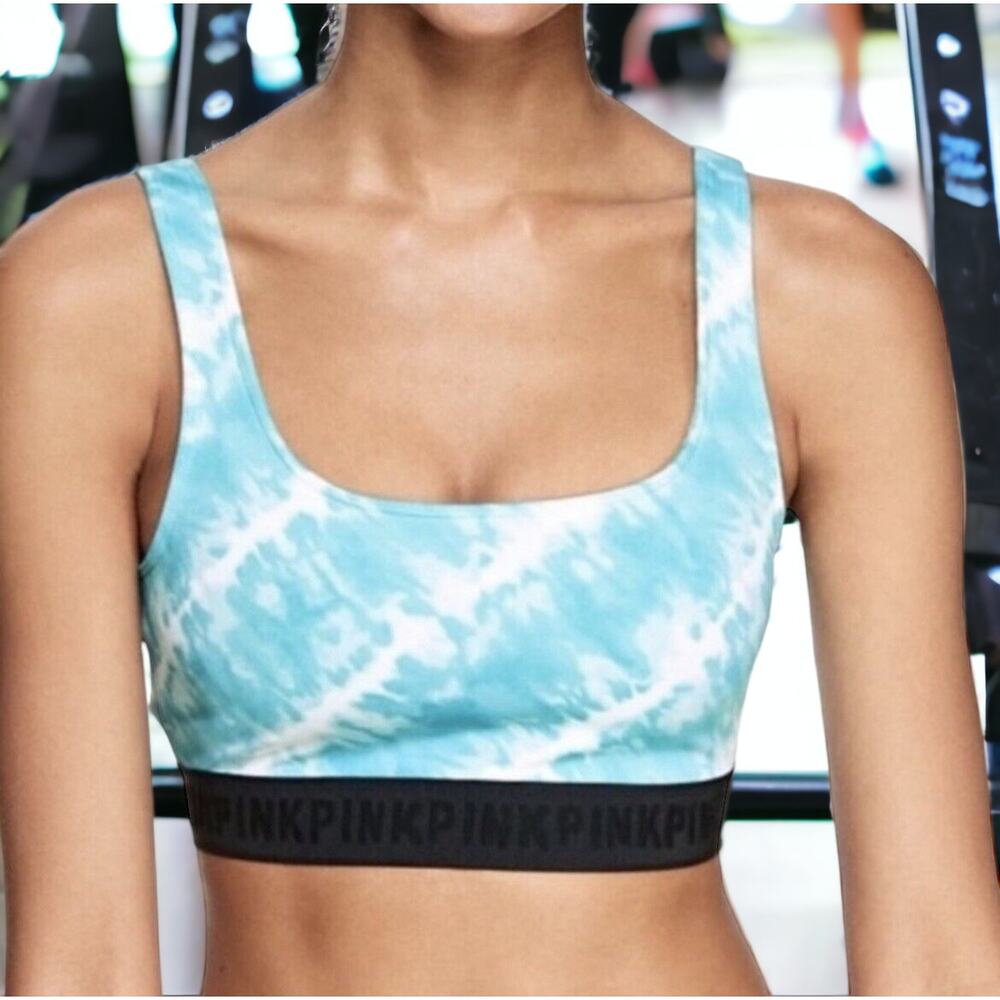 NWT - Victoria's Secret Pink Ultimate Sports Bra Blue & White Size: M